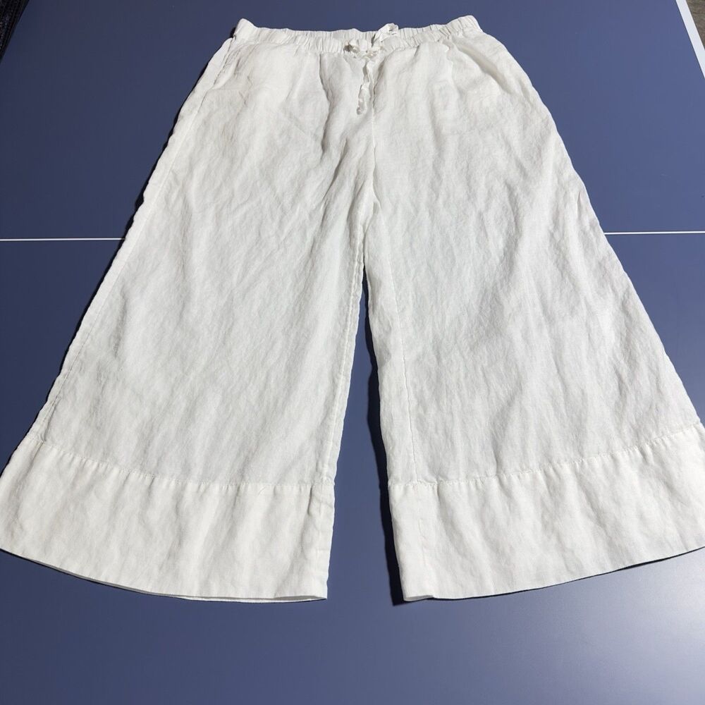 Caslon Women’s White Linen Wide Leg Pants Size XXL Pull On Elastic Waist